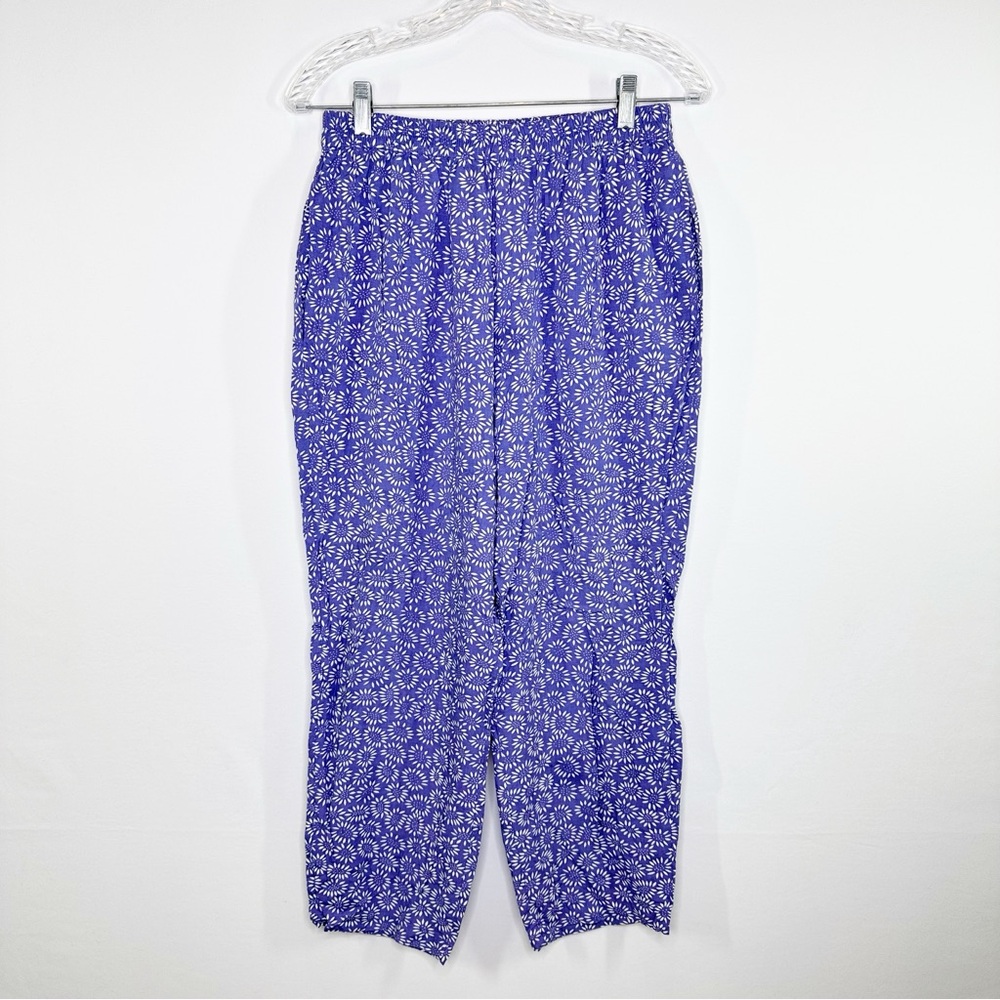 Usindo Pasadena Purple Floral Straight Leg Pants Size L Casual Summer Boho